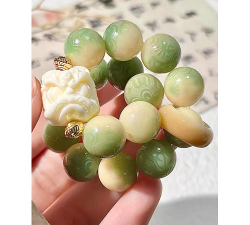 Тибетський Дорогоцінний Браслет з мантрою Om Mani Padme Hum і сніговим Львом Лаймовий Бодхі* У Тибетських Леджендах