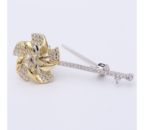 Золота Брошка Віяло удачі з п'ятьма обертовими лезами приваблює чудове удавання, прибирає перешкоди від