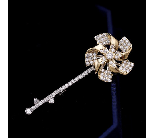 Золота Брошка Віяло удачі з п'ятьма обертовими лезами приваблює чудове удавання, прибирає перешкоди від