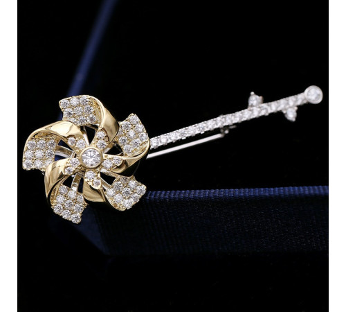 Золота Брошка Віяло удачі з п'ятьма обертовими лезами приваблює чудове удавання, прибирає перешкоди від