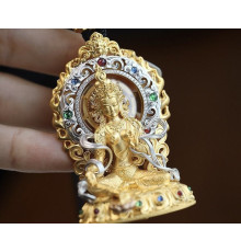 Тибетська Золота Підвіска Зелена Богиня Тара