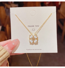 Золота підвіска з Чотирилисним конюшиною з фіанітами та кристалом кохання для великої удачі та багатства