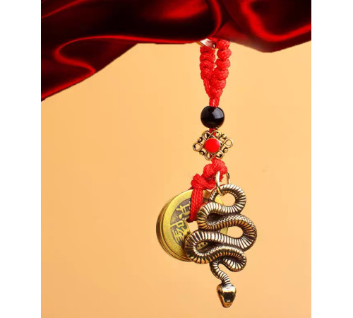 Тибетський Брелок Змія Мідна з китайськими монетами для Багатства, Здоров'я, Захисти та Ум