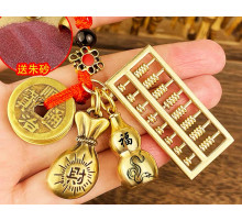 Тибетський Брелок Змія Мідна з гарбузом Ву Лу пудрою Калачакра, з монетами Багатства, мішечок Золота, рахівниця