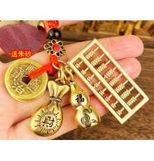 Тибетський Брелок Змія Мідна з гарбузом Ву Лу пудрою Калачакра, з монетами Багатства, мішечок Золота, рахівниця