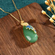 Золота підвіска Фенікс із зеленим нефритом символ успіху, щасливого життя слави, популярності, мудрості