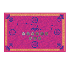 Килимок придверний пурпуровий 9 китайських монет Фен-шуй рожевий великий 80х50 Процвітання будинку
