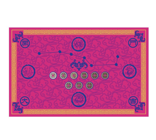 Килимок придверний пурпуровий 9 китайських монет Фен-шуй рожевий великий 80х50 Процвітання будинку
