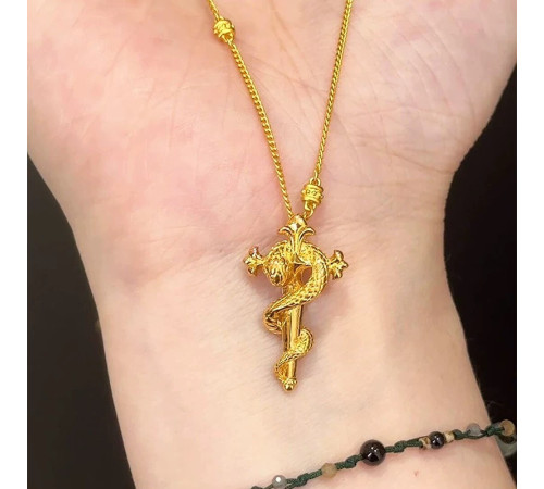 Золота Підвіска Змія з Ваджерою талісман для Багатства, Здоров'я, Ізобіля, Любові удачі на рік Змії