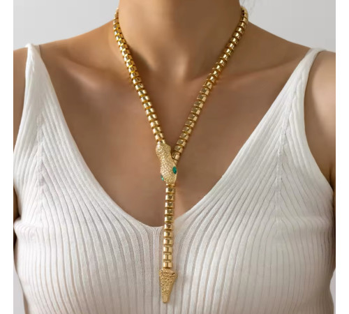 Золота Підвіска Змія з фіанітами та магнітами для Здоров'я, Багатства, удачі та здійснення Жела