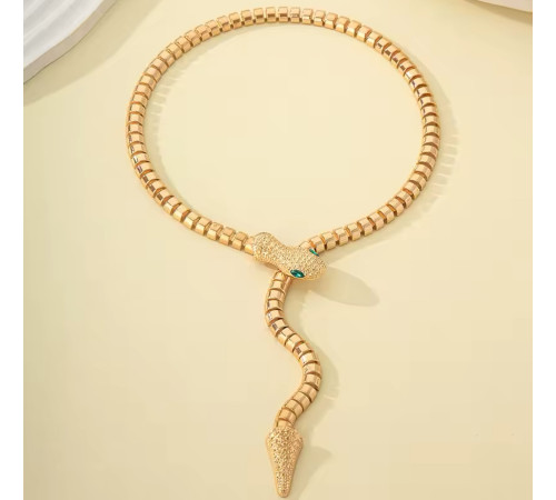 Золота Підвіска Змія з фіанітами та магнітами для Здоров'я, Багатства, удачі та здійснення Жела