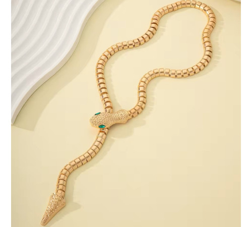 Золота Підвіска Змія з фіанітами та магнітами для Здоров'я, Багатства, удачі та здійснення Жела
