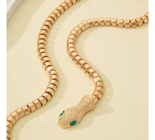 Золота Підвіска Змія з фіанітами та магнітами для Здоров'я, Багатства, удачі та здійснення Жела