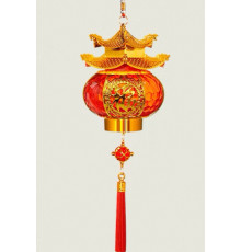 Китайські ліхтарі з Пагодою Благословення, Довголіття, Процвітання та Достаток 1 шт на батарейках символ Фук