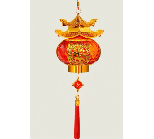 Китайські ліхтарі з Пагодою Благословення, Довголіття, Процвітання та Достаток 1 шт на батарейках символ Фук