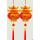 Китайські ліхтарі з Пагодою Благословення, Довголіття, Процвітання та Достаток 1 шт на батарейках символ Фук