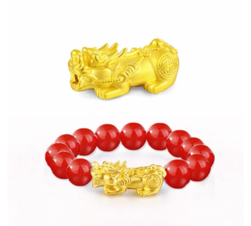 Браслет Пі Яо Червоний Агат із Непалу для приваблення й активізації багатства, успіху, здоров'я, великої удачі