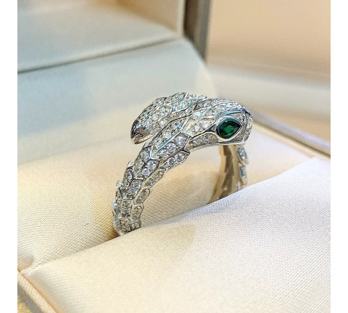 Кільце Змія Сакральна з Фіанітами для Здоров'я, Багатства та Великої Удачі