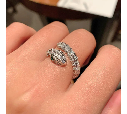 Кільце Змія Сакральна з Фіанітами для Здоров'я, Багатства та Великої Удачі