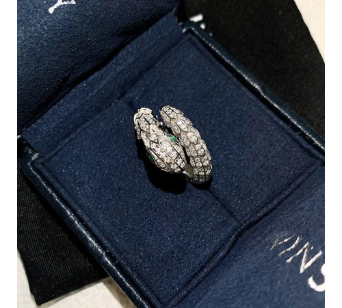 Кільце Змія Сакральна з Фіанітами для Здоров'я, Багатства та Великої Удачі