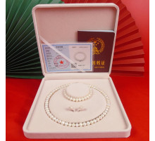 Перлове намисто з Малазійської білої перлів Akoya Клас AAA із сережками та браслетом для Багатства