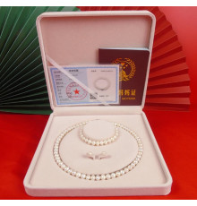 Перлове намисто з Малазійської білої перлів Akoya Клас AAA із сережками та браслетом для Багатства