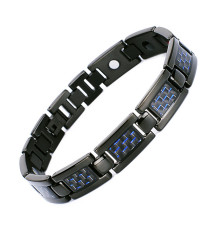 Турмаліновий браслет чорний із магнітами інфрачервоний промінь блакитний
