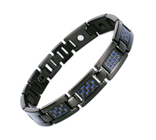 Турмаліновий браслет чорний із магнітами інфрачервоний промінь блакитний