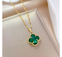 Підвіска з Чотирилисним зеленим Клевером із турмаліном для удачі