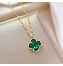 Підвіска з Чотирилисним зеленим Клевером із турмаліном для удачі