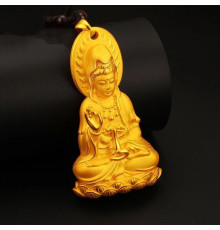 Позолочена Підвіска Будда Бодхісатва для Захисту, Здоров'я, Процвітання й Мудрості