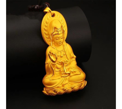 Позолочена Підвіска Будда Бодхісатва для Захисту, Здоров'я, Процвітання й Мудрості
