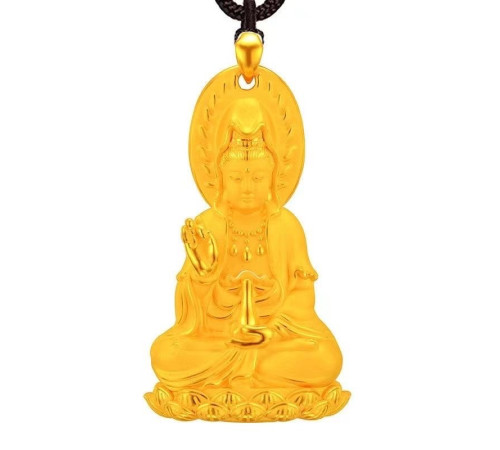 Позолочена Підвіска Будда Бодхісатва для Захисту, Здоров'я, Процвітання й Мудрості