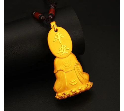 Позолочена Підвіска Будда Бодхісатва для Захисту, Здоров'я, Процвітання й Мудрості