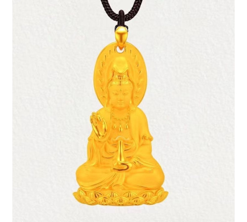 Позолочена Підвіска Будда Бодхісатва для Захисту, Здоров'я, Процвітання й Мудрості