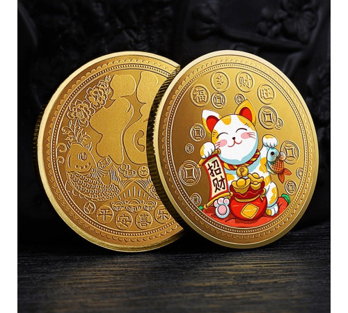 Позолочена монета Кіт Манекі-неко Lucky Cat Money Bank для Багатства та Удачі в бізнесі