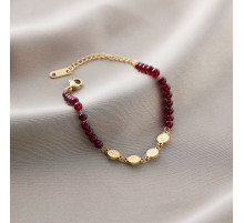 Позолочений браслет із натурального каменю гранат для захисту від поганих енергій із мантрами для Здоров'я, Денег