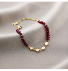 Позолочений браслет із натурального каменю гранат для захисту від поганих енергій із мантрами для Здоров'я, Денег