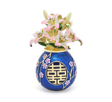 Блакитна ваза «Подвійне щастя» з лілілієм Ліліан Ту