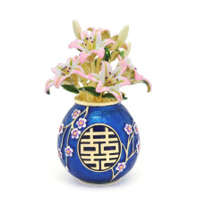 Блакитна ваза «Подвійне щастя» з лілілієм Ліліан Ту