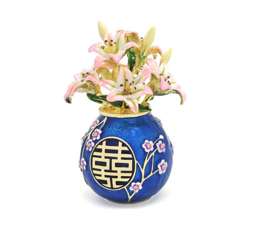 Блакитна ваза «Подвійне щастя» з лілілієм Ліліан Ту