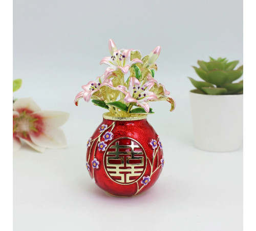 Червона ваза «Подвійне щастя» з лілілієм Ліліан Ту