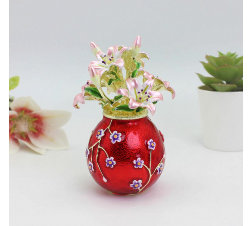 Червона ваза «Подвійне щастя» з лілілієм Ліліан Ту