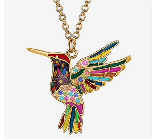 Позолочена підвіска Птах Колібрі з фіанітами класу AAA CZ символ сприятливості та перемоги