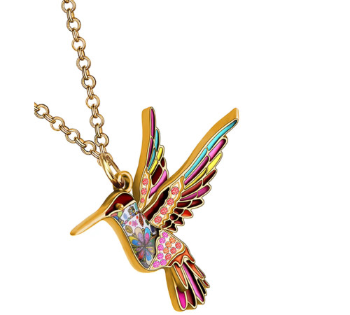 Позолочена підвіска Птах Колібрі з фіанітами класу AAA CZ символ сприятливості та перемоги