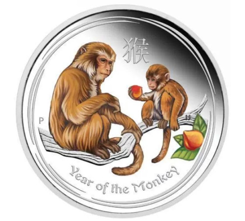 Сріблена монета Мавпа для міцного здоров'я, багатства та щастя