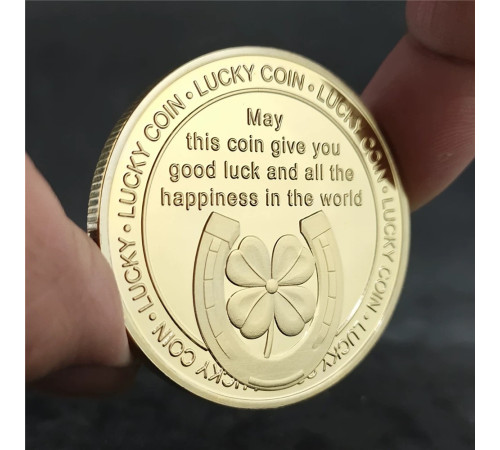 Позолочена Щаслива Монета з чотирилистним конюшином притягує великі гроші Lucky Coin