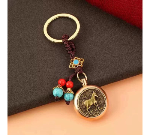 Брелок Грошовий Кінь, що виконує бажання з монетою, що обертається, для залучення Багатства, Удачі та Здоров'я