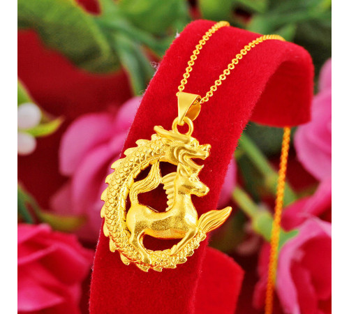 Позолочена підвіска» Кінь із Драконом для вашого успіху, чарівності та перемоги