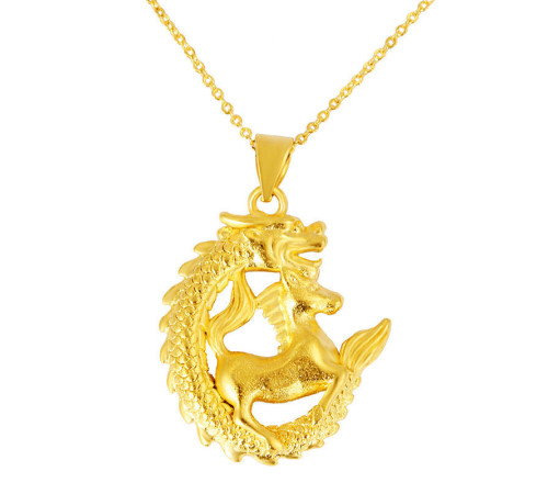 Позолочена підвіска» Кінь із Драконом для вашого успіху, чарівності та перемоги